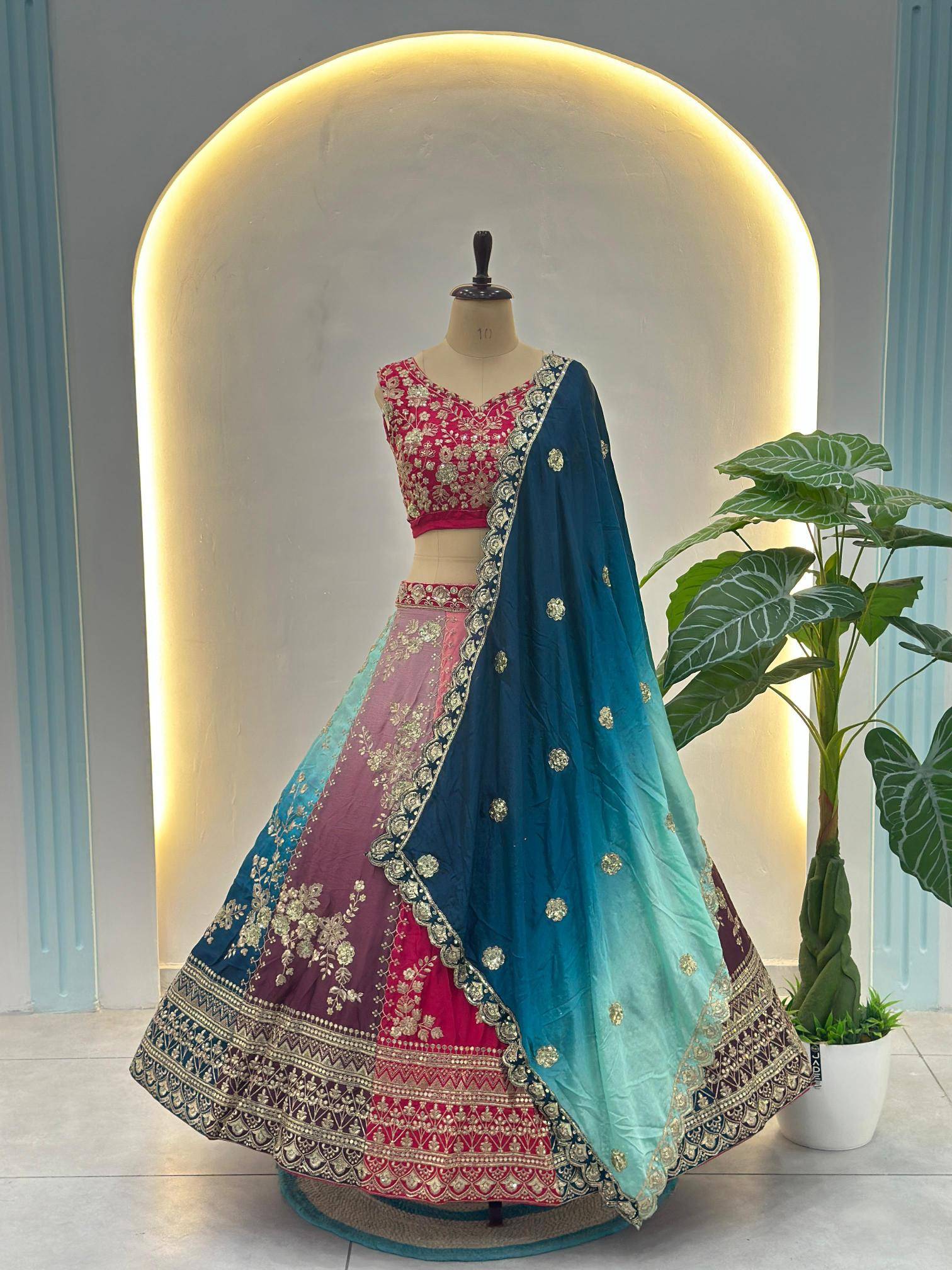 ON 5122 Chinon Bridal lehenga choli online shopping